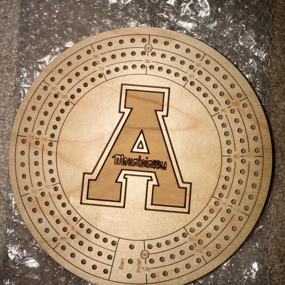 ASU Mountaineers Wooden Cribbage Board